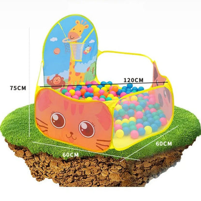 120cm Kids Playpen Ball Pit with Basketball Hoop - Portable Indoor and Outdoor Baby Playground Tent for Children