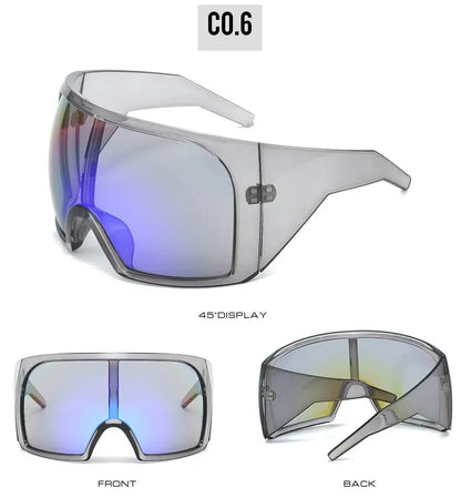 2025 Oversized Punk Shield Sunglasses – Luxury Steampunk Big Frame UV400 Sport Goggles for Women & Men