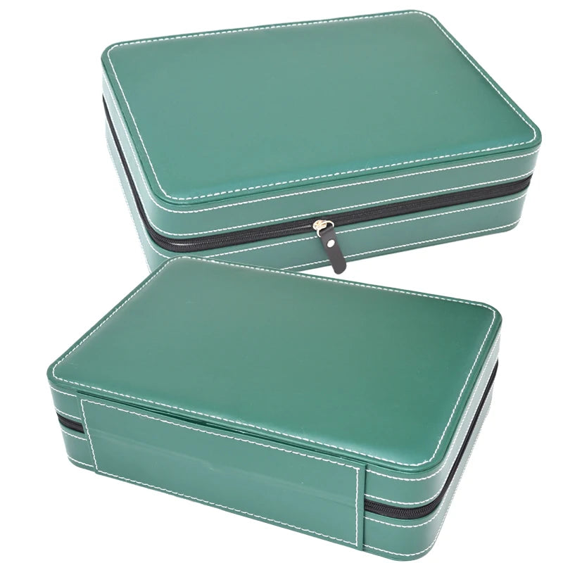 Portable Watch Storage Box Organizer - 6/10/12 Grid Zipper Display Case for Watches & Accessories