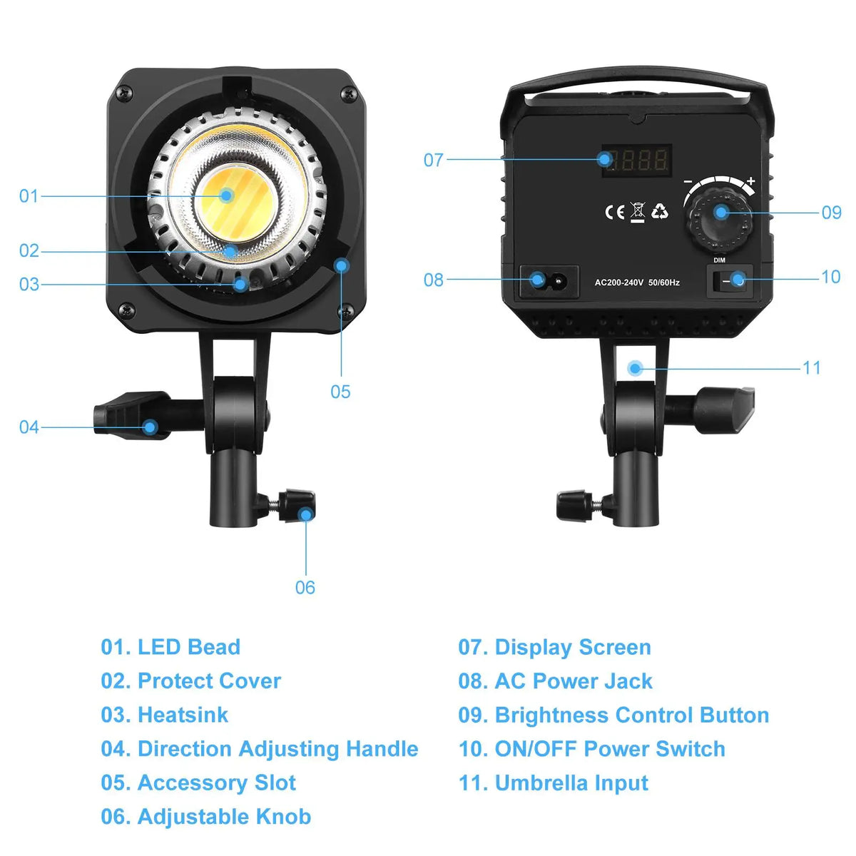 PULUZ 120W Studio Video Light - 220V Dual Color Temperature LED Light with Built-In Cooling & Remote Control