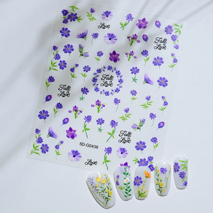 5D Macaron Nail Stickers - Embossed Flower, Fruit, Bear & Rabbit Charms for Summer DIY Manicure Decoration