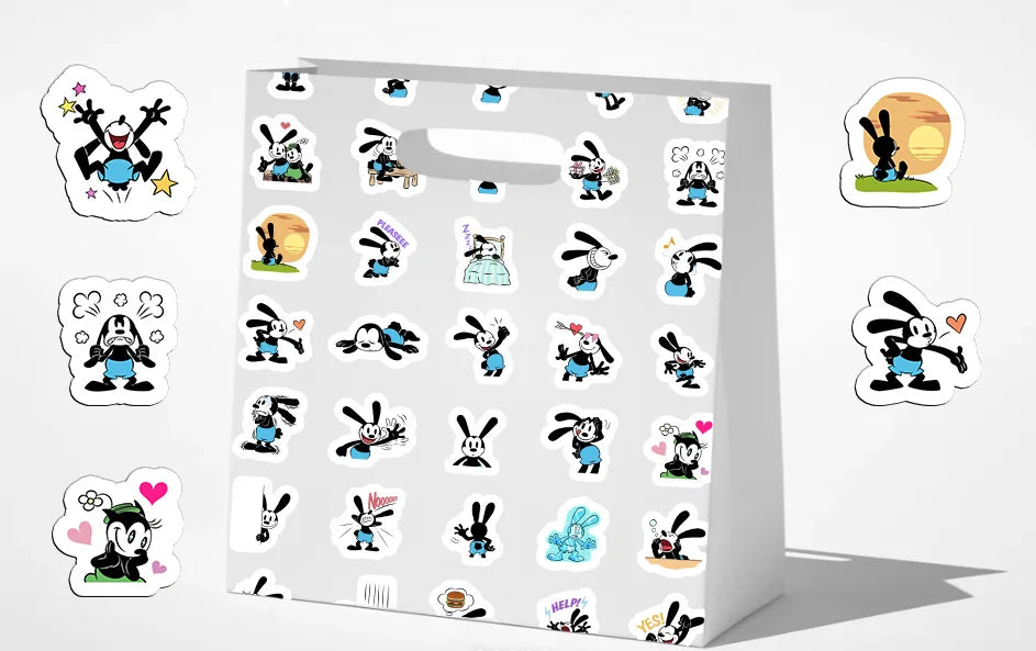 40pcs Graffiti Oswald the Lucky Rabbit Stickers – Cute Cartoon Decals for Luggage, Laptop & Skateboard