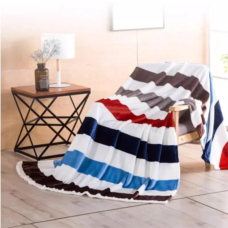 Flannel Fleece Blanket for Beds - Soft Coral Fleece Flower & Plaid Print Blanket for Summer and Fall