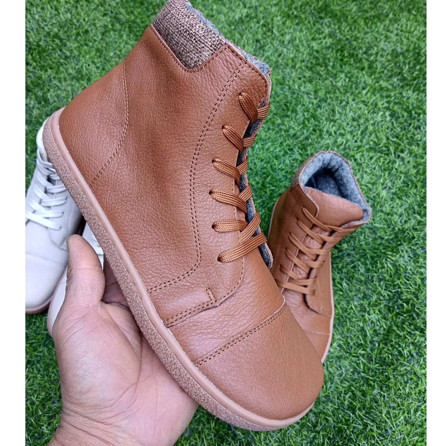 Barefoot Genuine Leather Boots with Wool Lining – Zero Drop, Wide Toe Box for Men & Women