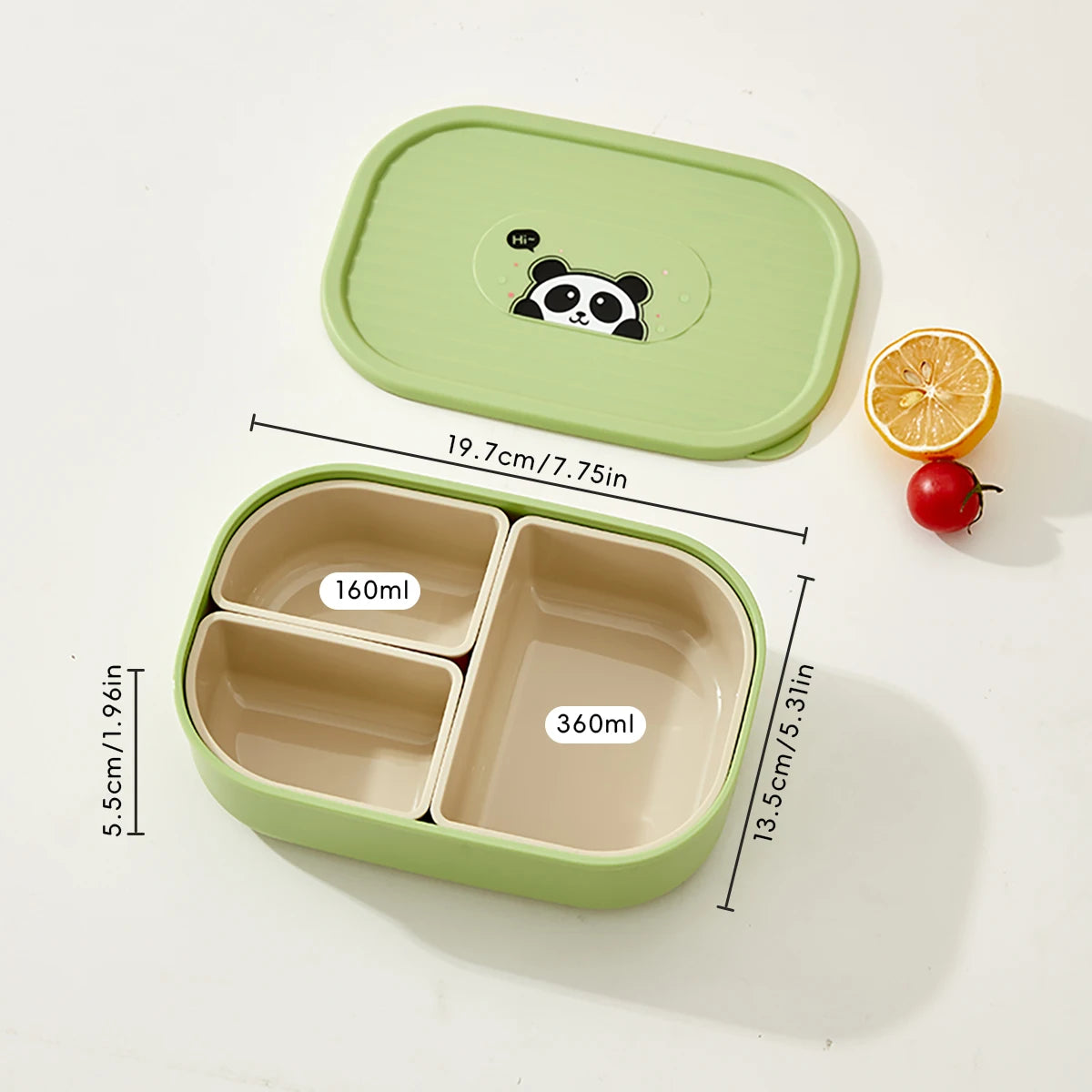 WORTHBUY 3-Grid Portable Lunch Box – Outdoor Sealed Divided Food Container, Detachable Plastic Microwave-Safe Box for Kids & Students