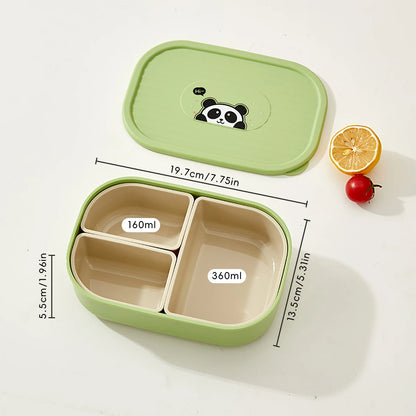 WORTHBUY 3-Grid Portable Lunch Box – Outdoor Sealed Divided Food Container, Detachable Plastic Microwave-Safe Box for Kids & Students