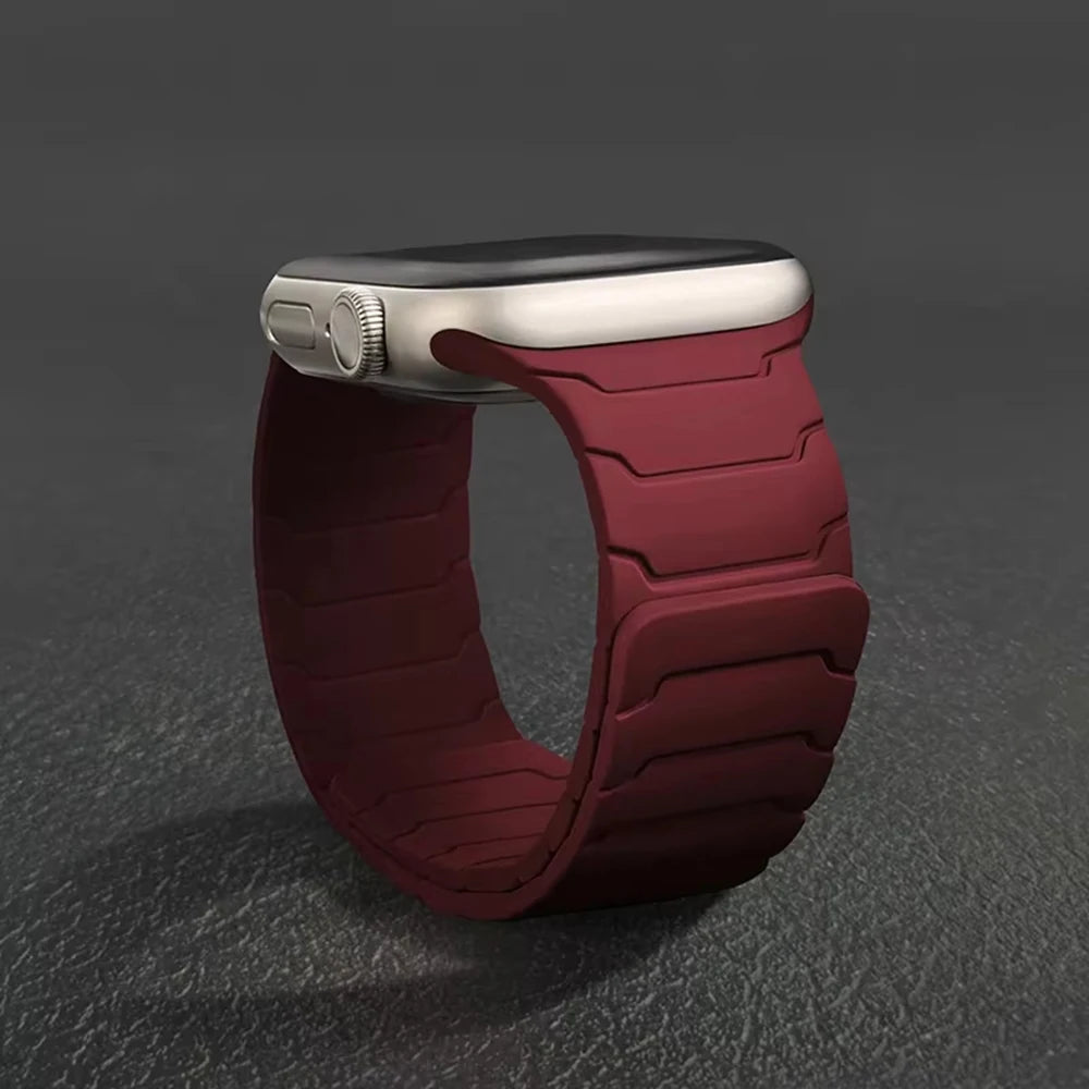 Silicone Magnetic Strap for Apple Watch - Adjustable Band for 49mm/46mm/45mm/44mm/42mm/41mm/40mm Series Ultra, SE & More