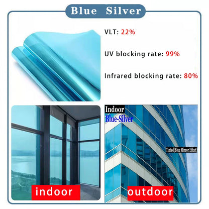 Solar Reflective Window Film - Insulation Privacy Glass Tint Sticker with 99% UV Protection for Home & Office Windows