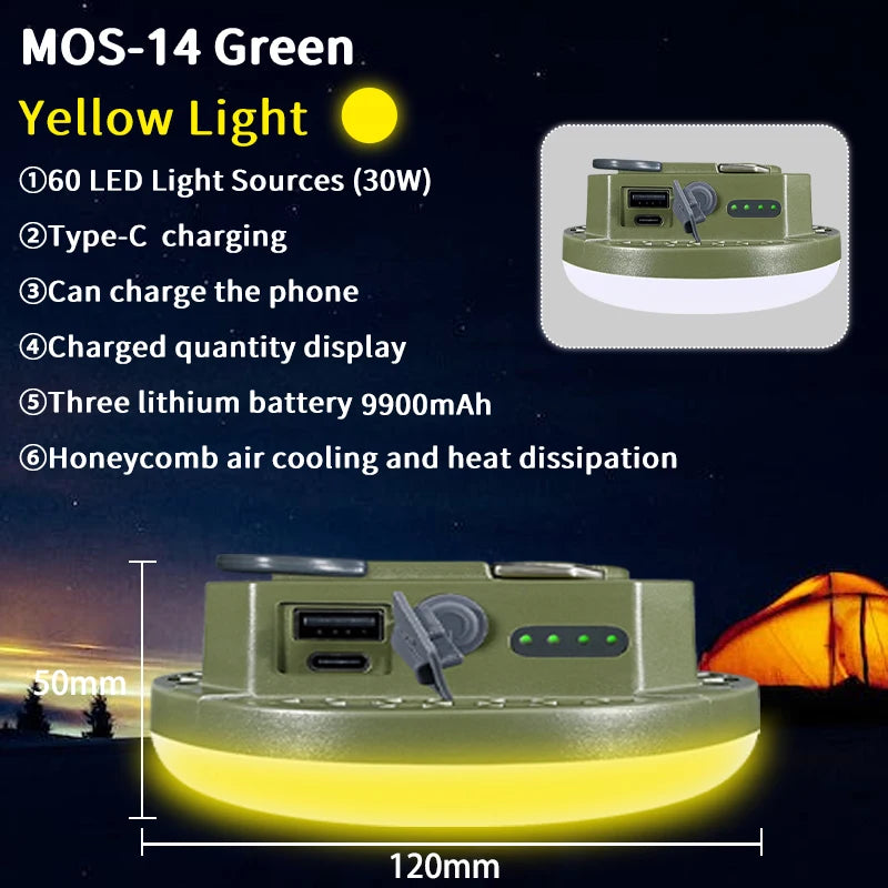 MOSLIGHTING 9900mAh Rechargeable Camping Lantern — Powerful LED Flashlight with Magnet, Portable Tent & Work Light