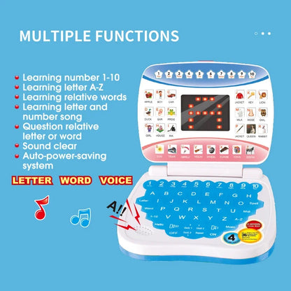 Kids English Learning Laptop Toy – Educational Computer for Boys & Girls with ABC, Numbers, Words, Spelling, Math & Music