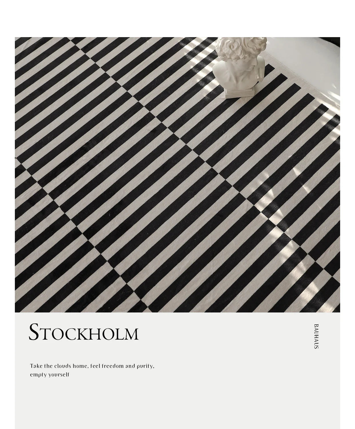 Black Stripe Plush Rug — Non-Slip Luxury Carpet for Living Room, Bedroom, Study, and Nordic Home Decor