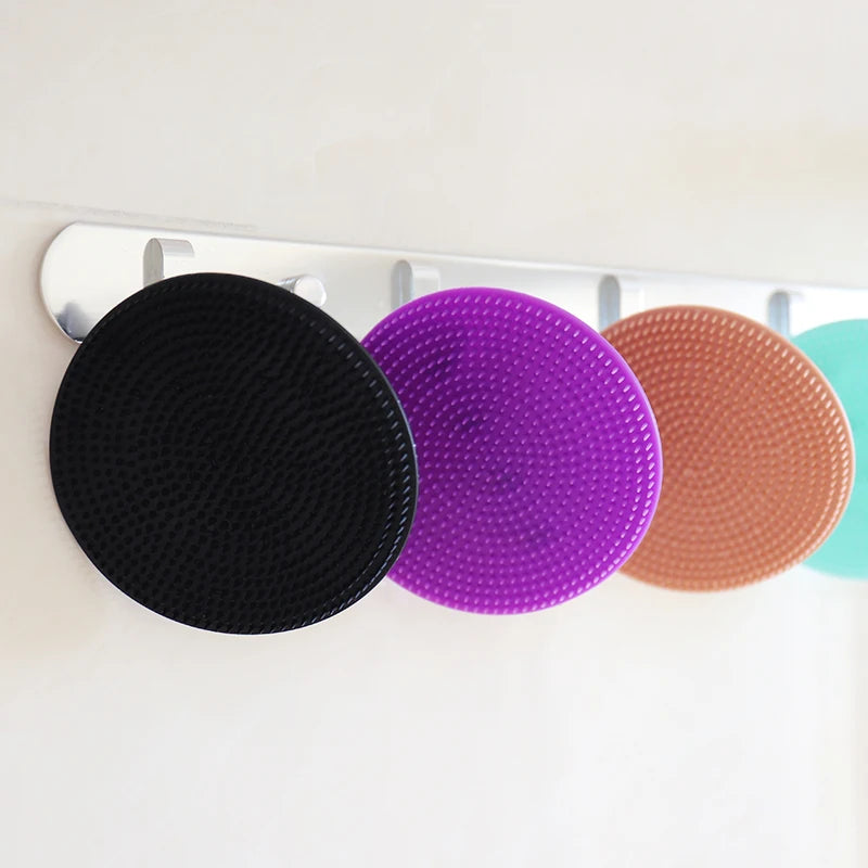 Silicone Body Scrubber with Natural Bristles – Skin Exfoliating Shower Sponge & Bath Brush