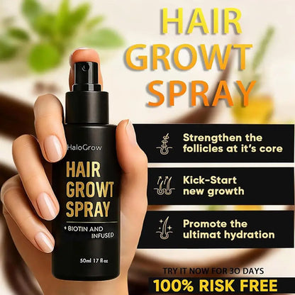 Halogrow Hair Growth Spray - Fast Scalp Serum Treatment for Hair Care, Strengthening & Hair Loss Prevention