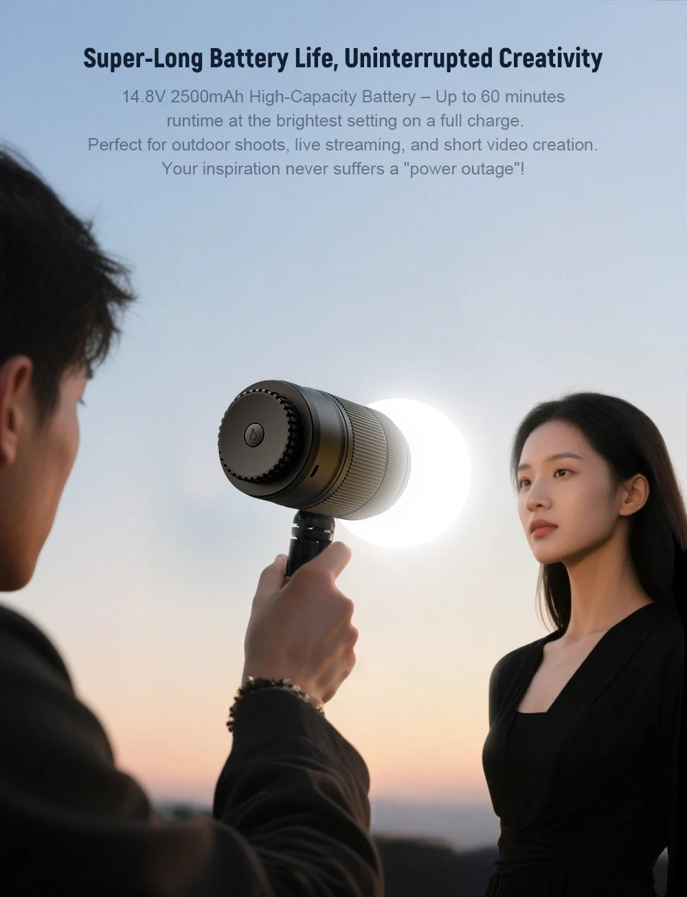 LUXCEO L60W L60RGB 60W RGB Video Fill Light - Portable Photography & Video Light with 2500mAh Battery for Camera Studio & Outdoor Use