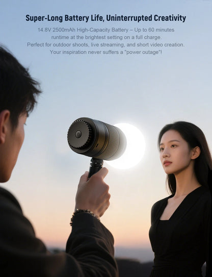 LUXCEO L60W L60RGB 60W RGB Video Fill Light - Portable Photography & Video Light with 2500mAh Battery for Camera Studio & Outdoor Use