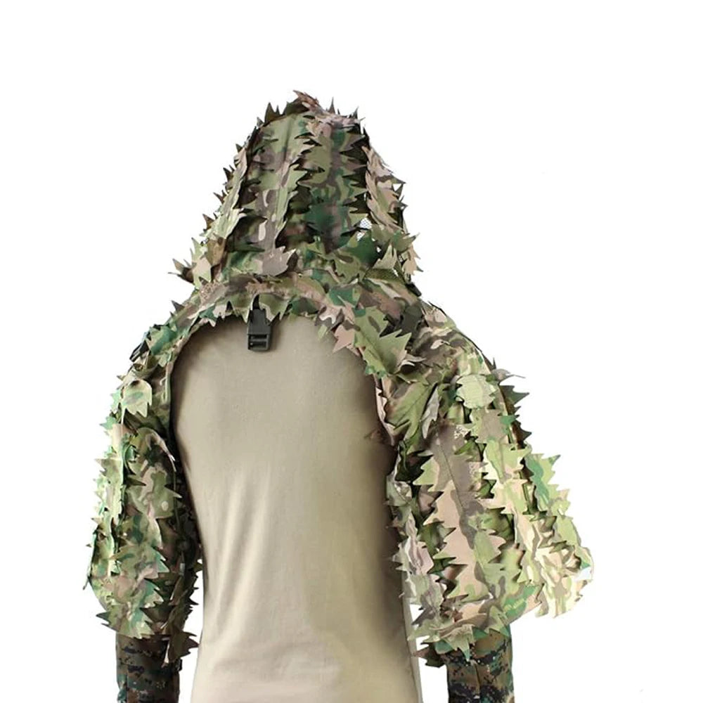 Ghillie Suit Set | Camouflage Hunting Poncho, Base, Cape & Sniper Viper Hood for Airsoft & Paintball