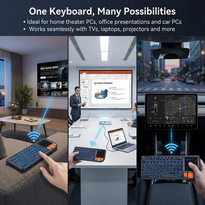 MRSVI A8 Plus Mini Wireless Keyboard - Backlit 2.4GHz & Bluetooth 5.0 Touchpad Keyboard for Android TV, Mac, Laptop & Windows