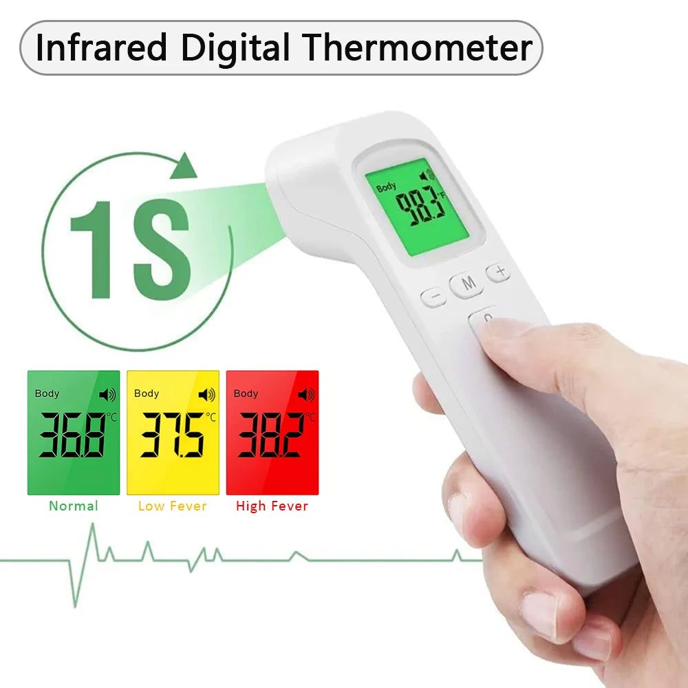 Non-Contact Infrared Thermometer or 2-in-1 Glucometer and Oximeter - Digital Body Temperature, Blood Glucose and Blood Oxygen Monitoring Devices