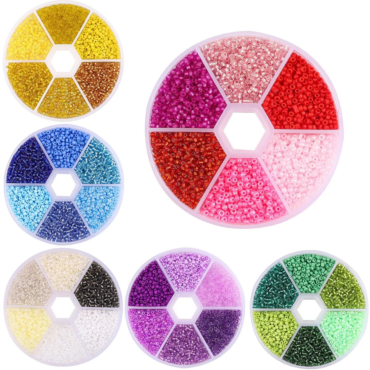 3900Pcs Glass Rice Beads Set - 6 Grid Box DIY Bracelet Necklace Jewelry Making Accessories