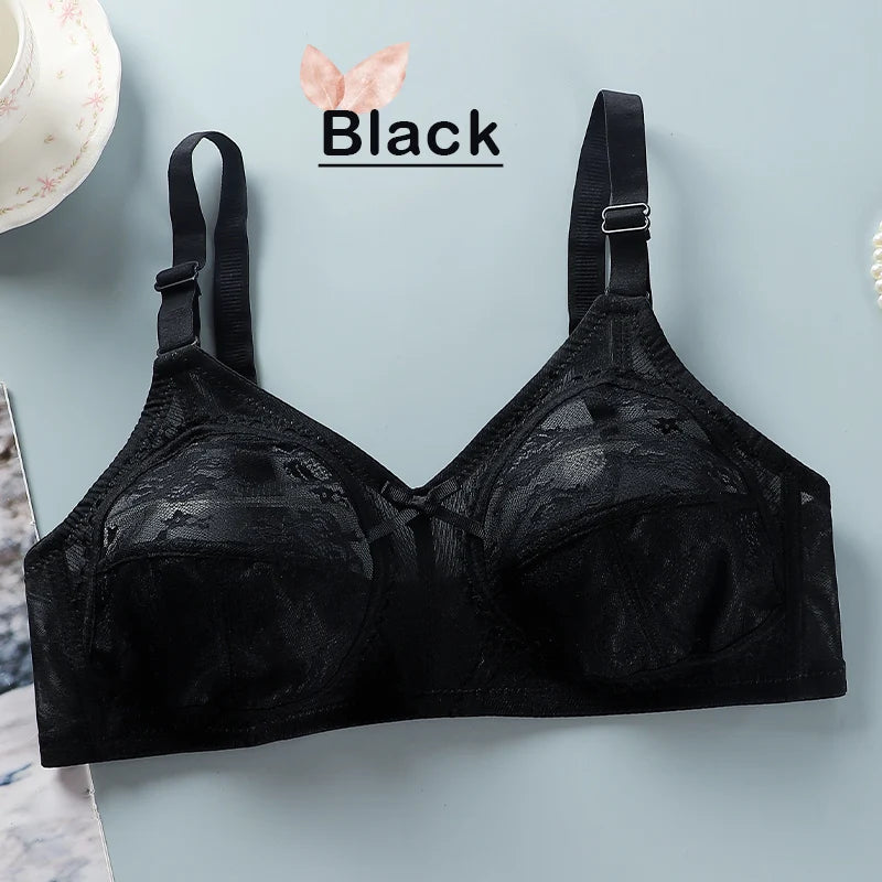 Women’s Lace Wireless Bra - Ultra-Thin Unlined Push-Up Large Bust Bra, Sizes 34-46