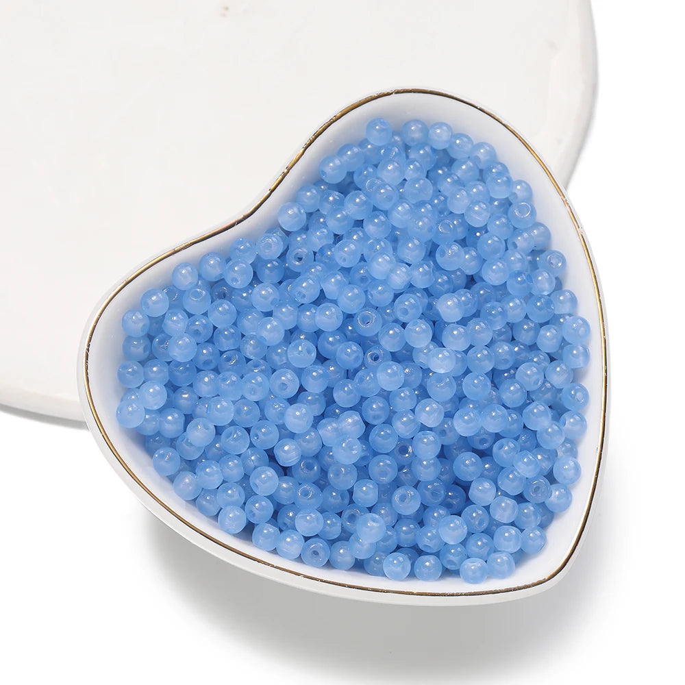 50/100pcs 4mm Colored Glass Jade Beads - Round Spacer Beads for DIY Earrings, Necklaces & Bracelets
