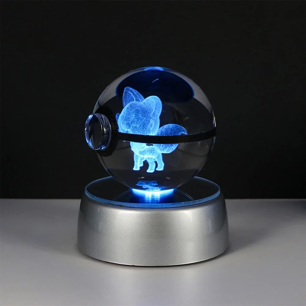 Pokemon Crystal Ball Night Light – Pikachu, Gengar, Eevee, Mewtwo & Lucario LED Pokeball, Kids Birthday Gift & Home Decor