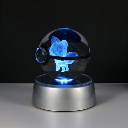 Pokémon 3D Crystal Ball LED Night Light – Pikachu Gengar Eevee Mewtwo Pokéball Base Lamp Kids Birthday & Home Decor Gift