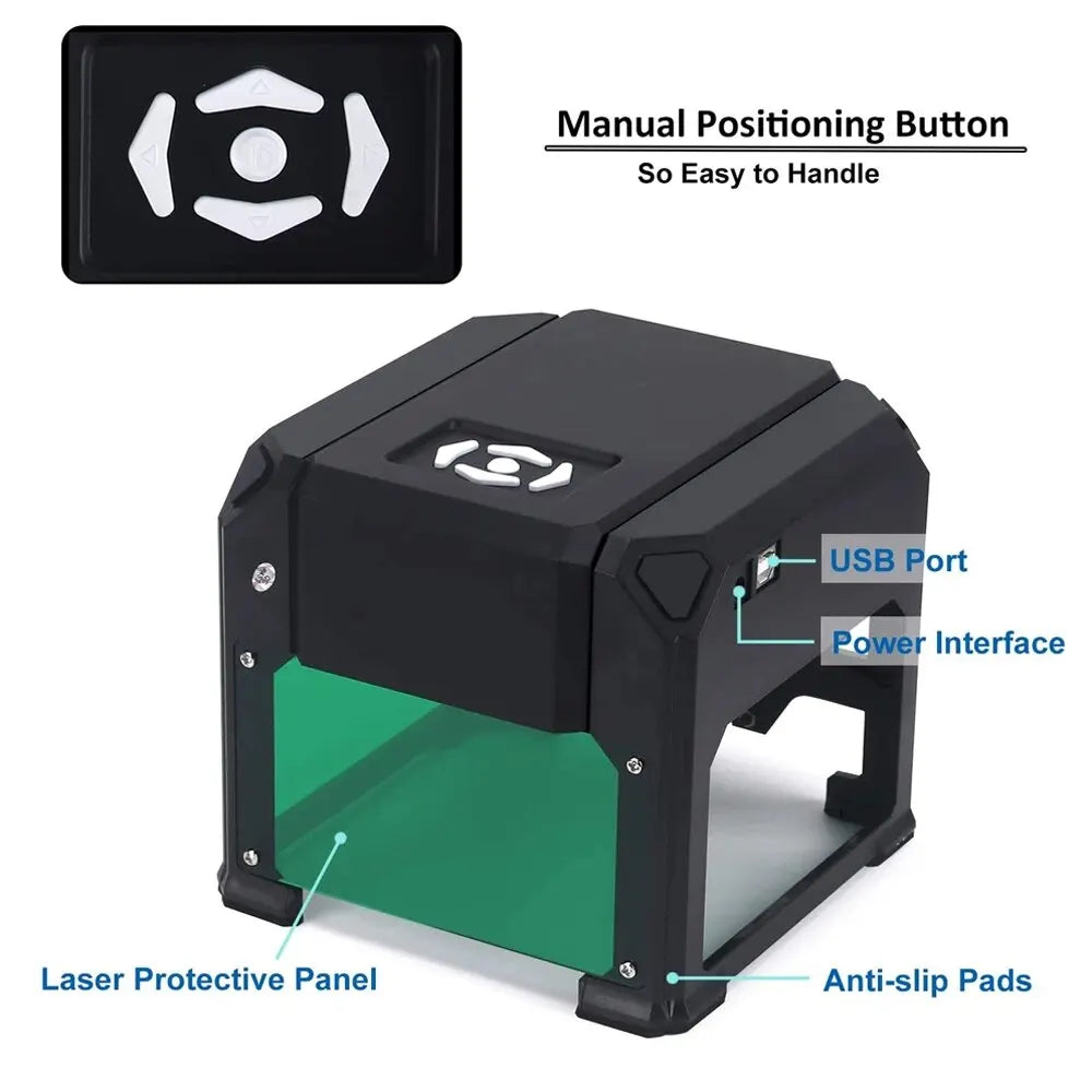 CNC K4 Mini Laser Engraver – 3000mW Bluetooth Engraving Machine for Wood, Leather, MDF & Paper