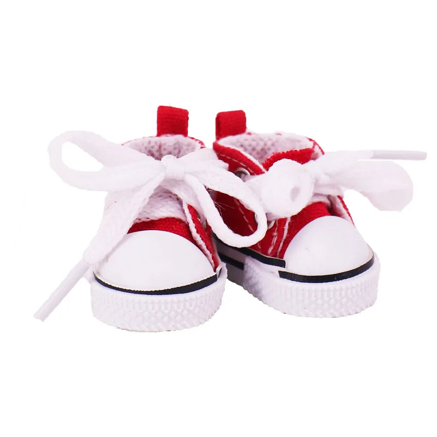 3.8cm Solid Color Lace-Up Canvas Shoes – PU Doll Shoes for 17cm Labubu Doll Clothes & Accessories Gift