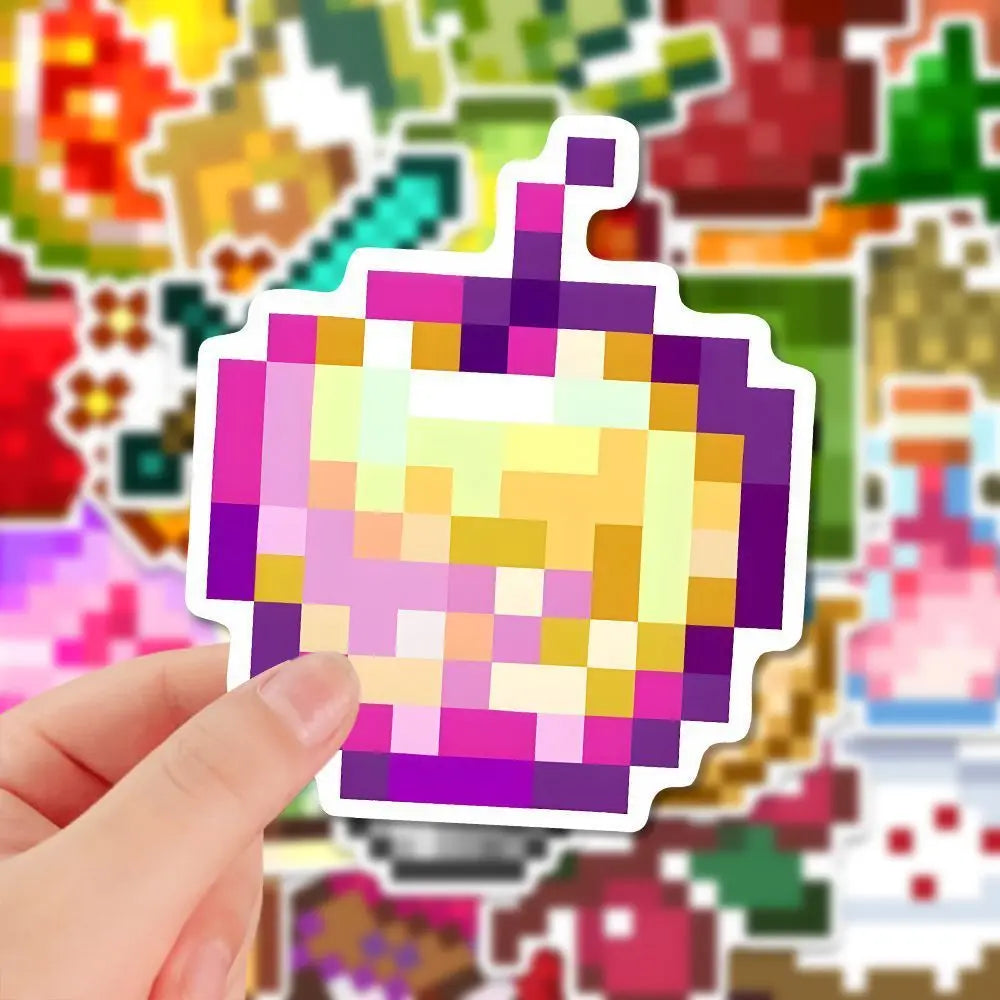 Pixel Game Cartoon Stickers – 50-Piece Waterproof DIY Decal Set for Phones, Laptops, Luggage & Skateboards