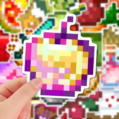 Pixel Game Cartoon Stickers – 50-Piece Waterproof DIY Decal Set for Phones, Laptops, Luggage & Skateboards
