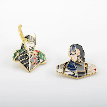 2-Piece American Hero Enamel Pin Set - Metal Lapel Badges for Cosplay & Gifts