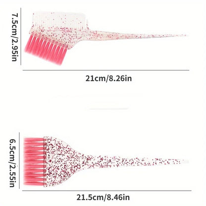 4pcs Hair Styling & Highlight Dyeing Set – Sparkling Comb, Oil Brush, Single-Sided Soft Hair Pearl Dyeing Brush