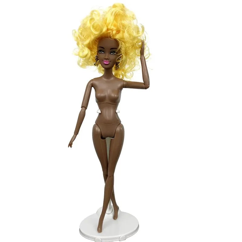 Adollya 32cm 1/6 African Doll — 10-Joint Movable Black American BJD Doll with Makeup, Toy for Girls & Kids Gifts