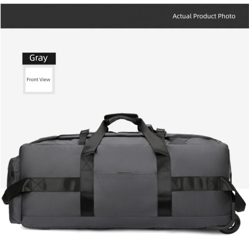 80L Rolling Duffle Bag with Wheels – 31" Heavy-Duty Foldable Travel Duffel, Water-Resistant Luggage with Shoulder Strap