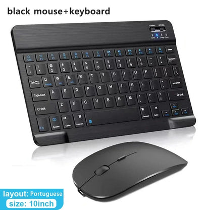 10" Bluetooth Wireless Rechargeable Keyboard – Russian, Spanish, French AZERT Layout for Android, iOS & Windows Tablets & Phones