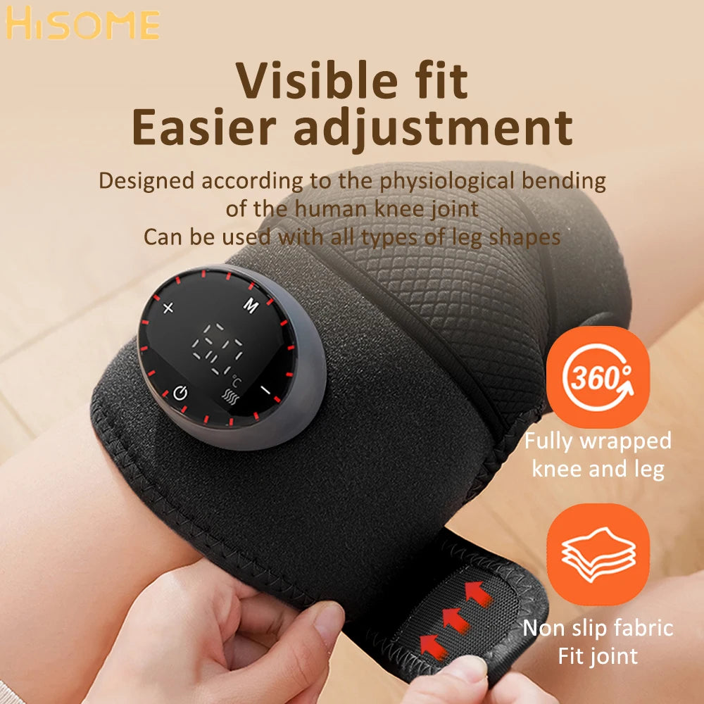 USB Heated Knee Massager - Far Infrared Joint Support Pad with 5-Level Heat and Massage Controls