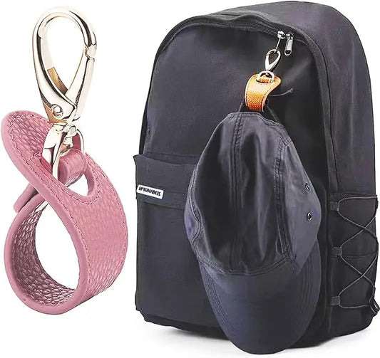 3-Color Universal Hat Clip – Hands-Free Baseball Cap Holder for Travel & Backpack Use (Black, Brown, Pink)