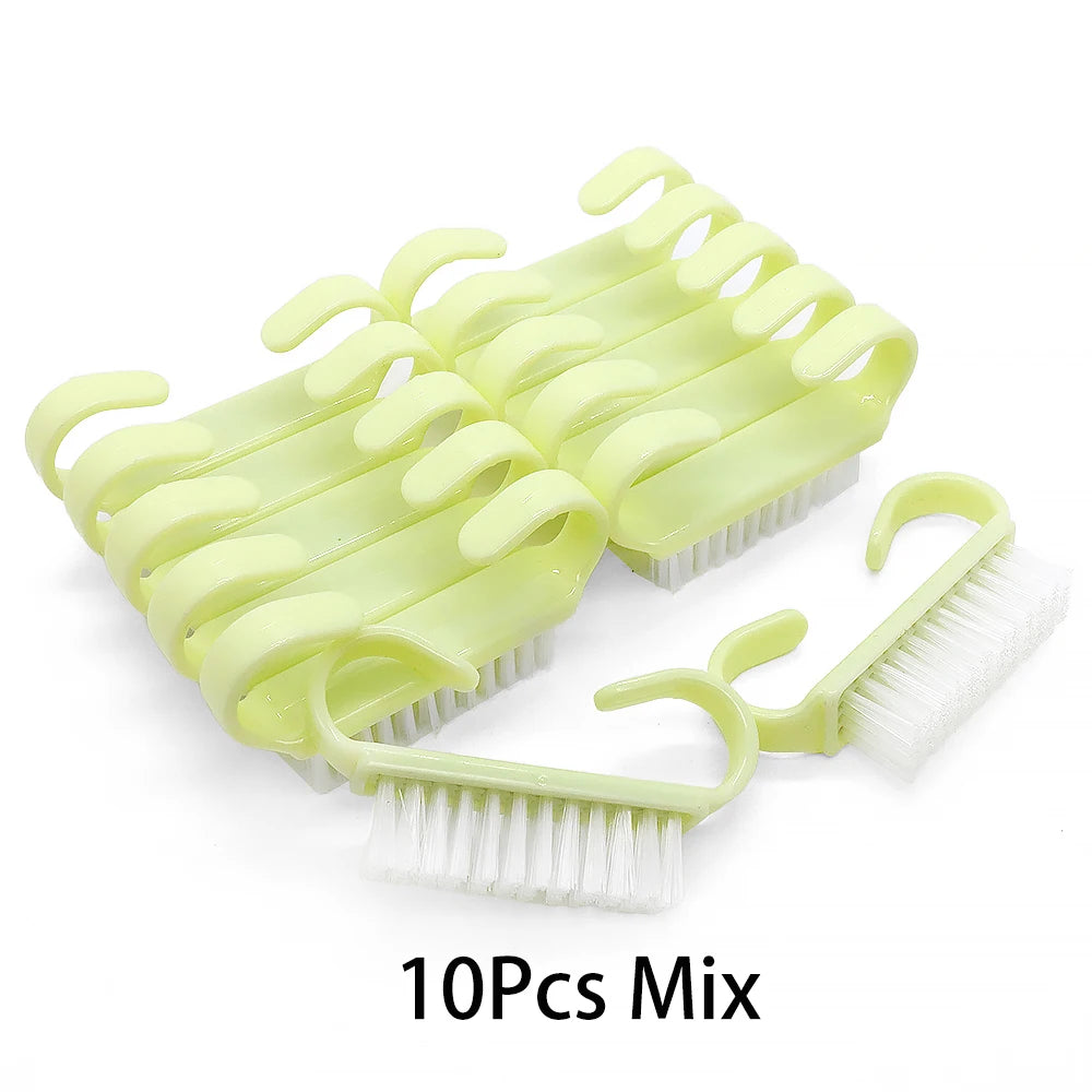 10/20/50/100pcs Nail Cleaning Brush Set - Handle Grip Fingernail Scrubber Tools for Men & Women Manicure Care