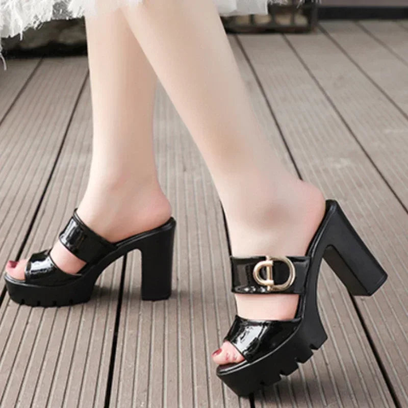 2024 Women’s Slip-On High Heel Platform Sandals – Trendy Summer Slides, Minimalist Sexy Comfortable Fashion Slippers