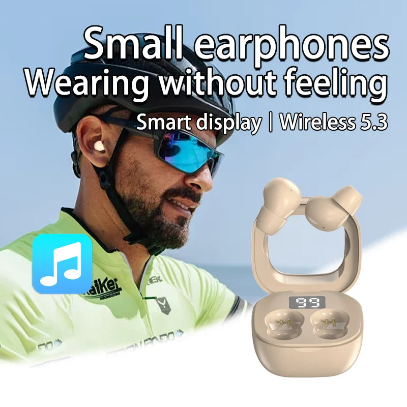 SK Wireless Bluetooth Earbuds - Invisible Small-Head Design, Comfortable Fit, Deep Bass & Sport-Friendly Headphones for All Phones