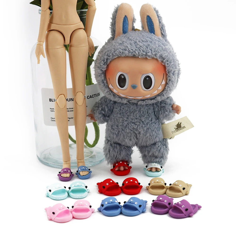 17cm Labubu Doll Shark Slippers — Fun & Stylish Casual Shoes for Dolls (Shoes Only)