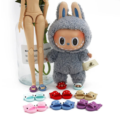 17cm Labubu Doll Shark Slippers — Fun & Stylish Casual Shoes for Dolls (Shoes Only)