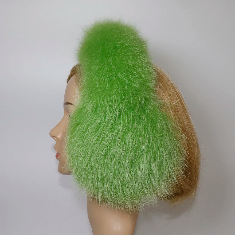 Real Fox & Raccoon Fur Earmuffs – Warm Winter Ear Warmer for Women and Girls, Plush Genuine Fur Accessory