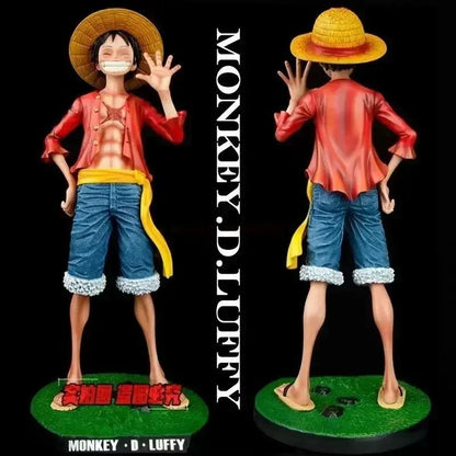 One Piece 42.5cm Straw Hat Monkey D. Luffy Figure – 1/4 Scale Large Smiley Anime Statue, Decorative Doll Toy Gift