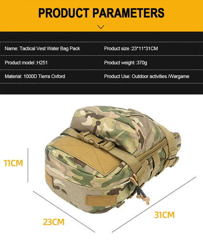 Mini Hydration Tactical Backpack – Outdoor Water Bladder Carrier with Zipper Pouch, 1000D Nylon for Hunting & Sports