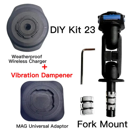 Customized Bicycle & Motorcycle Phone Holder — Fork Stem Handlebar Mount with Dampeners, Brake & Clutch V2 Adaptor