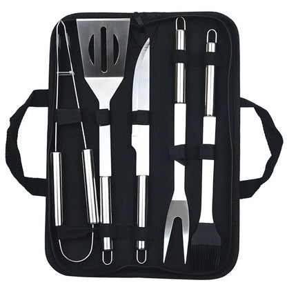 Stainless Steel BBQ Tool Set - Outdoor Barbecue Combo with Portable Storage Cloth Bag, Oven and Baking Tools