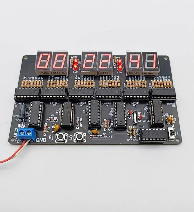 6-Digit Digital Clock DIY Kit - 4.5V–5.5V Electronic Circuit Module for Soldering, Training & Practical Projects