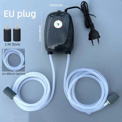 Mini Aquarium Air Pump - Single/Double Outlet Compressor with Check Valve Tube for Fish Tanks - 220V 3W/5W
